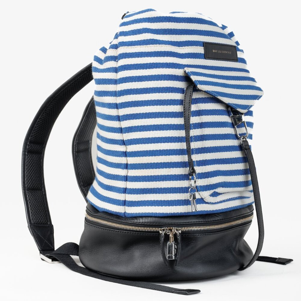 Want Les Essentiels Blue and White Striped Backpack